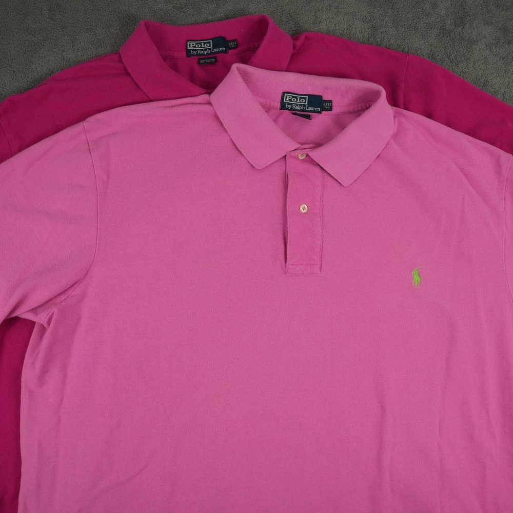 Polo Ralph Lauren Polo Shirt Lot Mens 2XLT Pink Short Sleeve Pique Cotton Tall